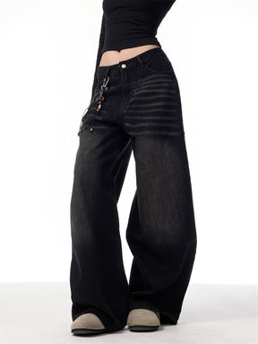 Retro Washed Straight Jeans Loose Drooping Wide Leg Pants My Store