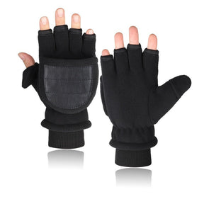 Double-layer Velvet Gloves Flip Touch Screen Half Finger Gloves My Store