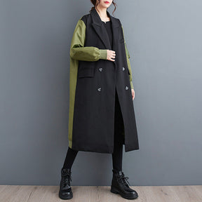 Temperament Leisure Color Matching Double-layer Suit Collar Cardigan Trench Coat My Store