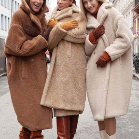 Lapel Lamb Fleece Coat With Pockets Faux Fur Coat Winter Warm Thickening Long Windbreaker Women's Clothing My Store