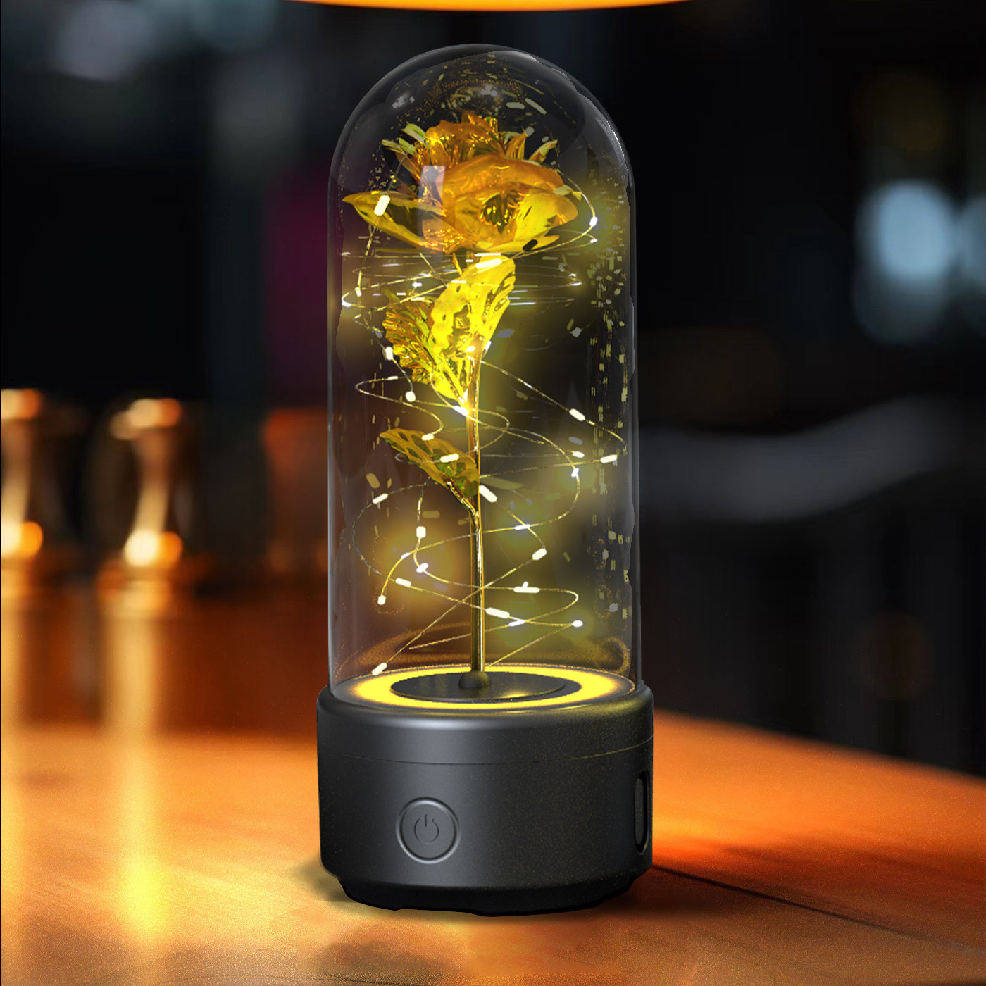 Creative 2 In 1 Rose Flowers LED Light And Bluetooth-compatible Speaker Valentine's Day Gift Rose Luminous Night Light Ornament In Glass Cover My Store