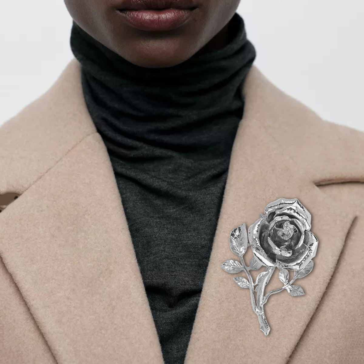 Retro Metal Three-dimensional Rose Flower Accessories Coat Suit Brooch My Store