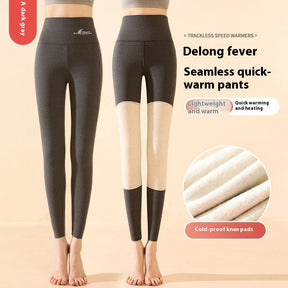 Winter High Waist Knee-pad Leggings Fashion Warm Double-sided Frosted Pants Solid Slim Trousers Women Clothing My Store