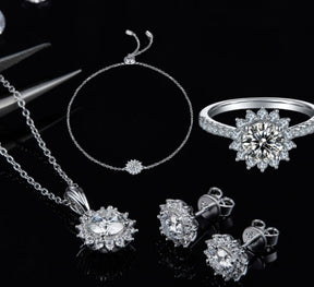 925 Silver Necklace Earring Bracelet Three Piece Set My Store