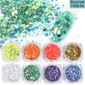 8 Box Mix Glitter Nail Art Powder Flakes Set My Store