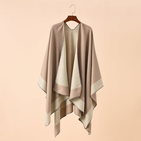 Double-sided Color Matching Plaid Cashmere-like Shawl Outer Match Cape Coat My Store