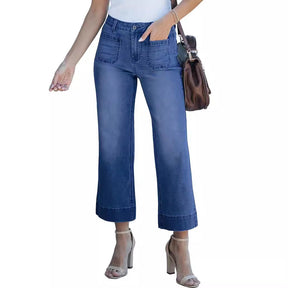 Slimming And Wide Leg Straight-leg Pants Washed Jeans Cropped Pants My Store