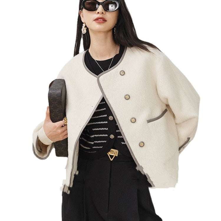 Double-sided Wool Overcoat Women's Short Simple Chanel Style Woolen My Store