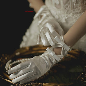 Bridal Gloves Pearl Lace Bow My Store