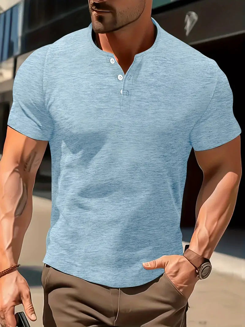 Men's Solid Color Casual Fashion Short Sleeved Shirt My Store