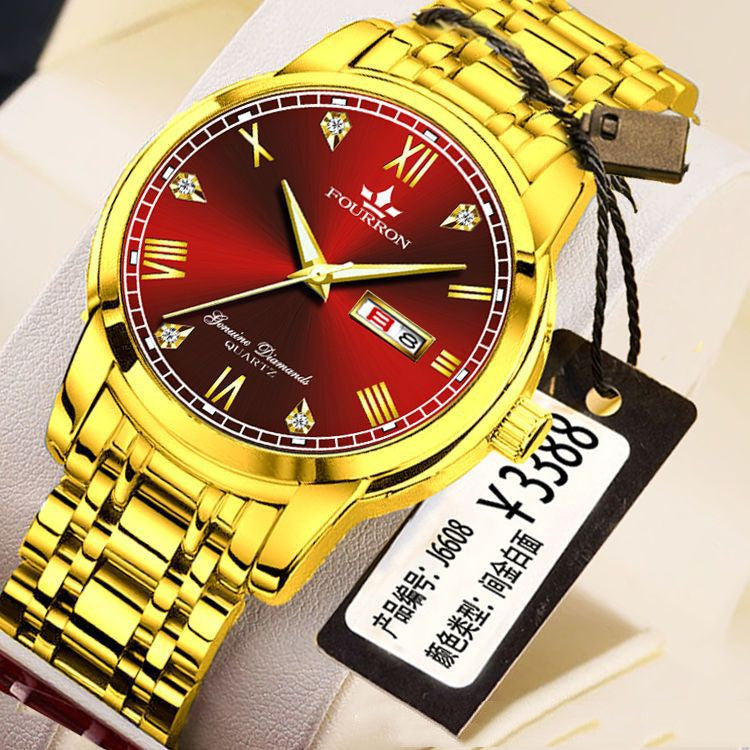 New Luminous Double Calendar Quartz Stainless Steel Waterproof Men's Watch With Watch My Store