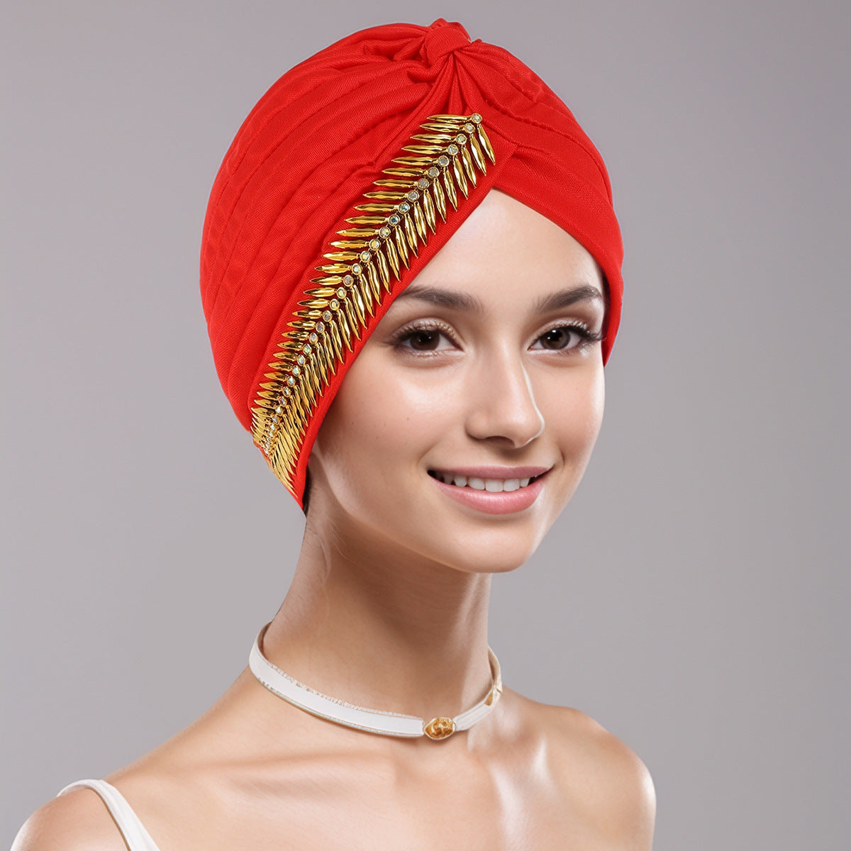 New Rhinestone Turban Cap For Women Pleated Elastic Head Wrap Stylish Ramadan Head Scarf Bonnet Chemo Cap Wedding African Hat My Store