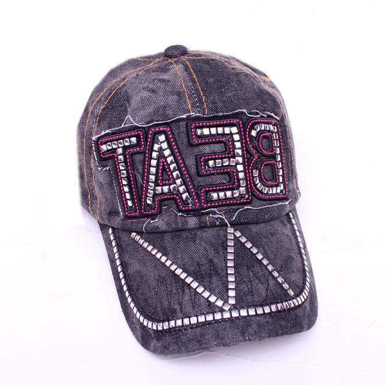 Korean Style Hat Fashion Hat New Women's Hat Baseball Cap Rhinestone Denim Wholesale My Store