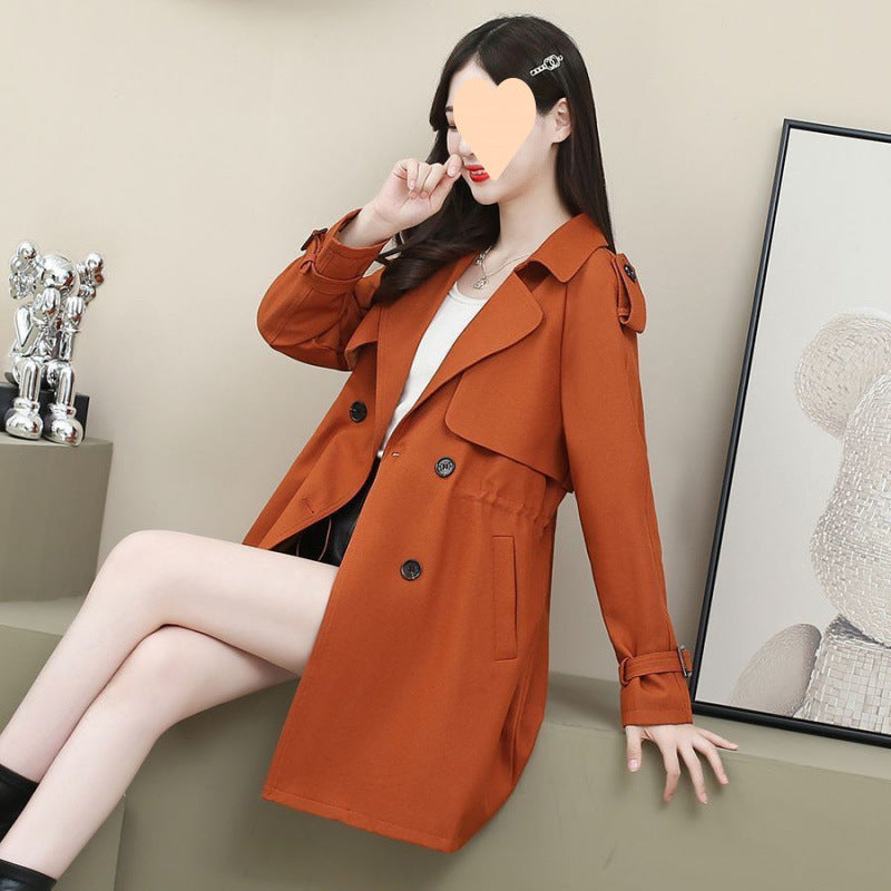 Women's Loose Mid-length Coat Waist Trimming Coat My Store