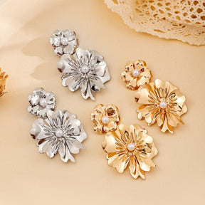 Stylish Flower Earrings Exaggerated Alloy Pearl My Store