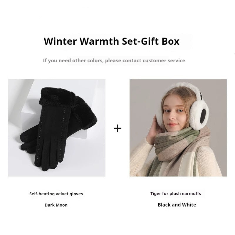 Cute Warm Plush Earmuff Scarf Gloves My Store