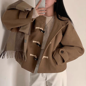 All-matching Short Hooded Long-sleeved Woolen Coat Women My Store