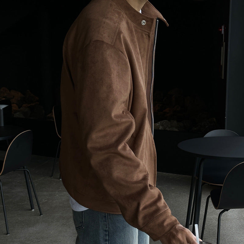 Brown Maillard Stand-up Collar Jacket My Store