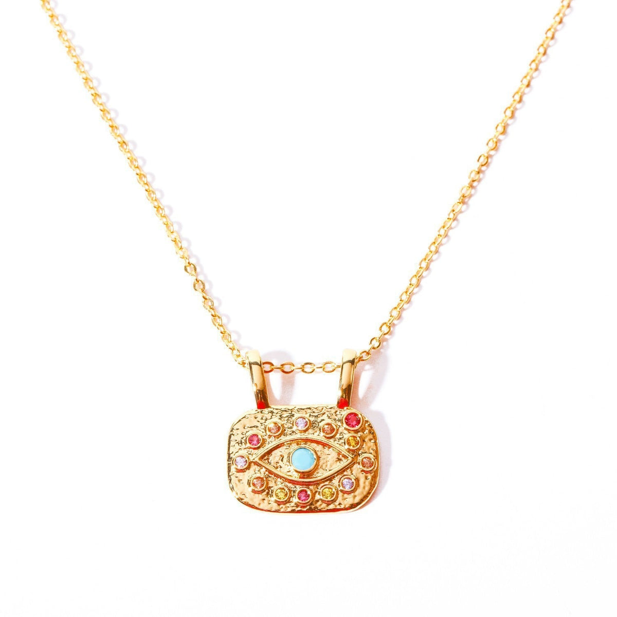 INS Zircon Eye Necklace Sliding Pendant Copper Plated Gold 18K Color Retention My Store