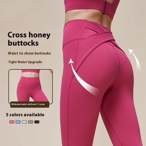 Cross Hip Lifting And Waist-slimming Upgrade High Waist Peach Sports Yoga Pants My Store