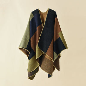 Double-sided Color Matching Plaid Cashmere-like Shawl Outer Match Cape Coat My Store