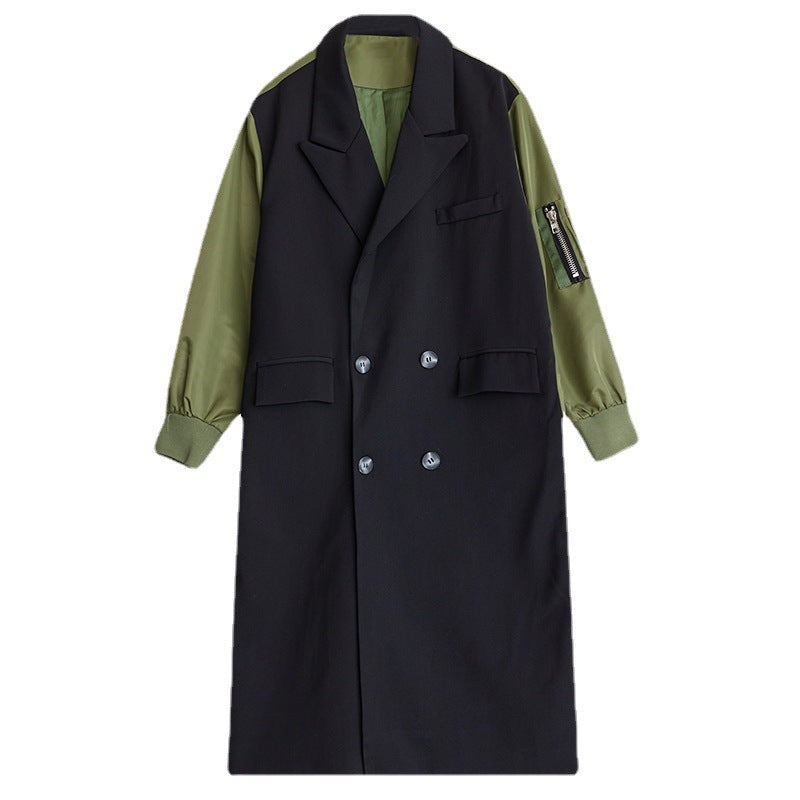 Temperament Leisure Color Matching Double-layer Suit Collar Cardigan Trench Coat My Store