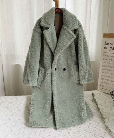 Lapel Lamb Fleece Coat With Pockets Faux Fur Coat Winter Warm Thickening Long Windbreaker Women's Clothing My Store