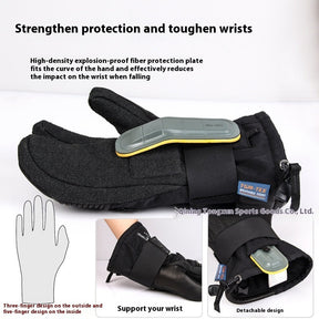 Veneer Silky Kevlar Ski Gloves Three Finger Waterproof And Hard-wearing Ski Mitten My Store