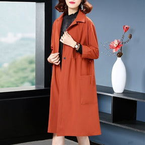 Temperament Western Style Mid-length Below The Knee Plus Size Loose Trench Coat Women My Store