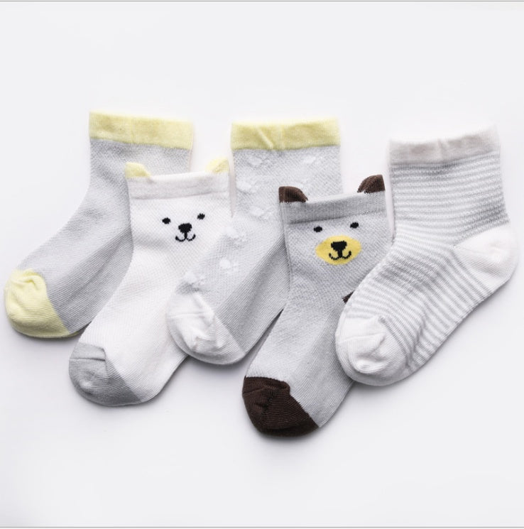 Children's Socks Pack of 5 Colors Breathable Summer Cotton Socks for Boys and Girls My Store