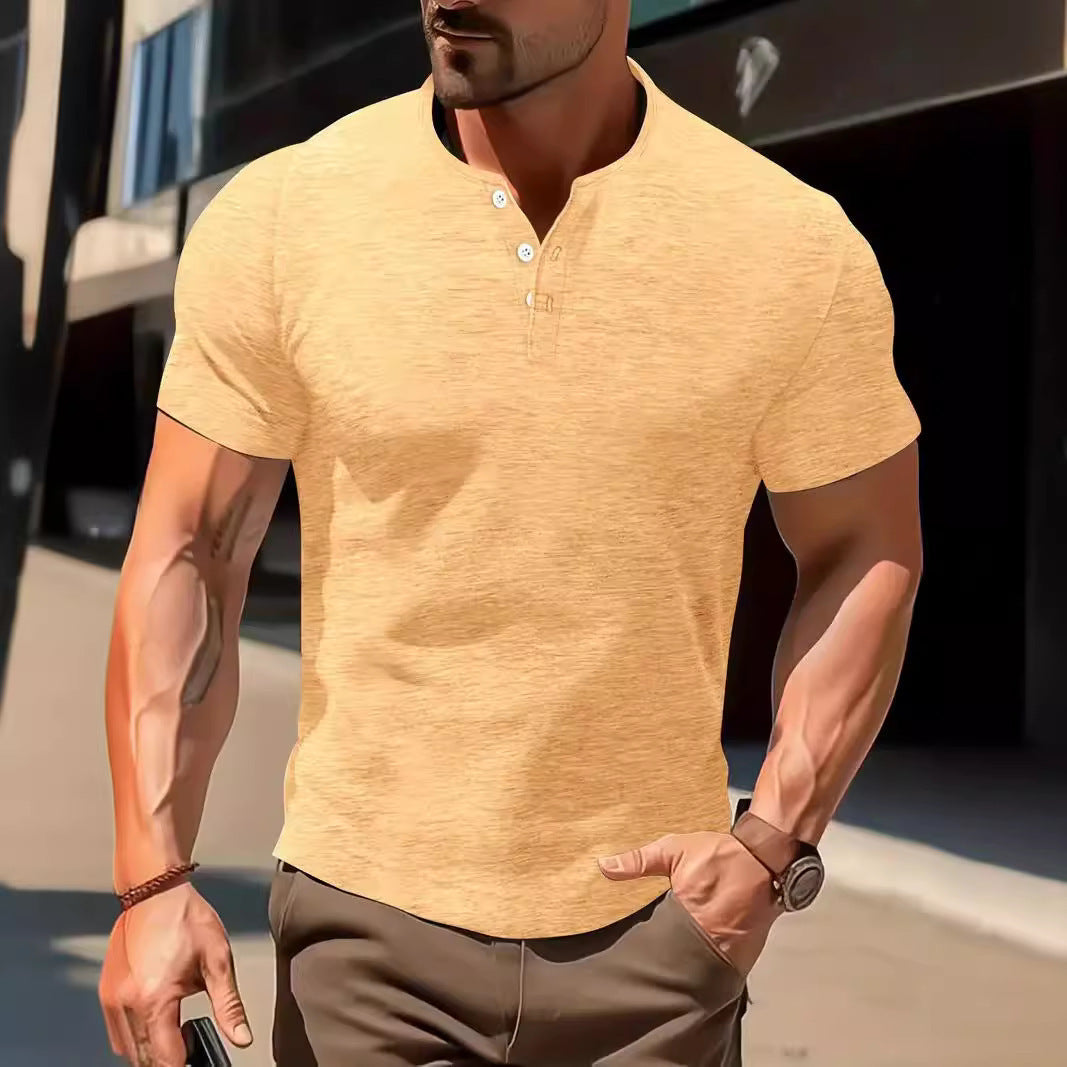 Men's Solid Color Casual Fashion Short Sleeved Shirt My Store