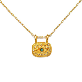 INS Zircon Eye Necklace Sliding Pendant Copper Plated Gold 18K Color Retention My Store