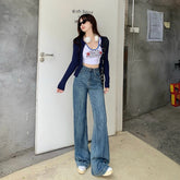 Women's High Waist American Loose Slimming And All-matching Mop Bell-bottom Pants Jeans My Store