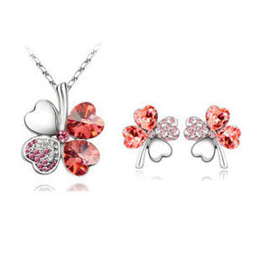 Four-leaf clover crystal necklace earrings My Store