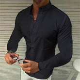 Men's Shirt Made Of Pure Colored Imitation Silk Fabric My Store