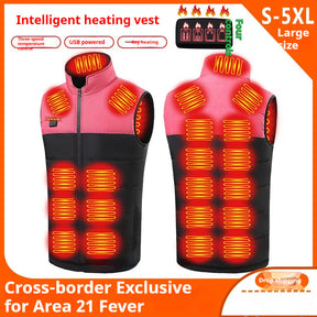 Color Matching Four-control Zone 21 Self-heating Vest V-neck My Store