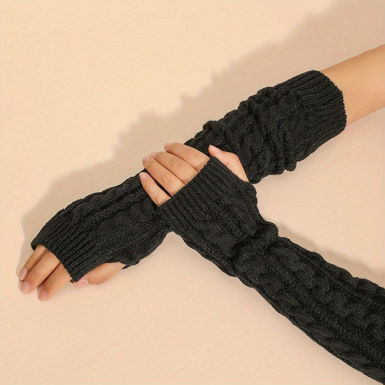 Twist Gloves Wool Half Finger Short Wristband Leakage Finger Arm Sleeve Winter Warm My Store