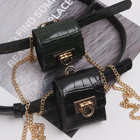 Pattern Mini Pouch Gold Buckle Chain Coin Purse Thin Belt Belt Waist Bag My Store