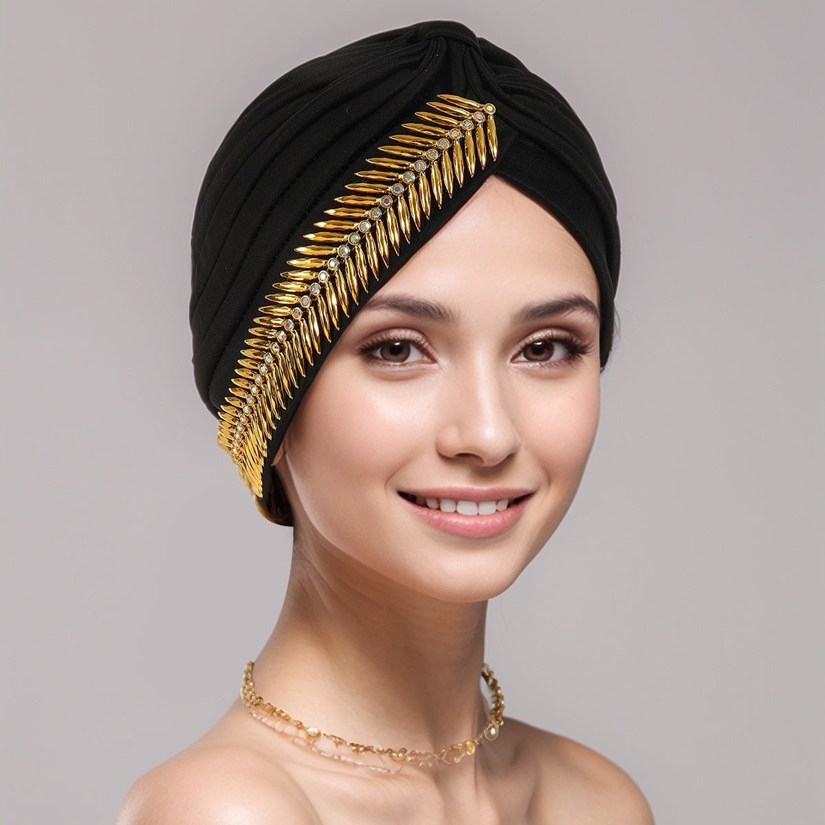 New Rhinestone Turban Cap For Women Pleated Elastic Head Wrap Stylish Ramadan Head Scarf Bonnet Chemo Cap Wedding African Hat My Store