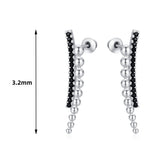 Long Slimming Ornament Beads Zircon Copper Earrings null