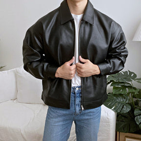 Leather Casual Baseball Uniform Motorcycle Jacket My Store