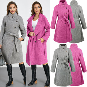 Solid Color Woolen Coat Warm Thickened My Store