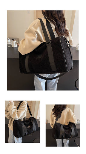 Autumn And Winter New Casual Portable Travel Large Capacity Simple Lambswool Shoulder Crossbody Tote Bag My Store