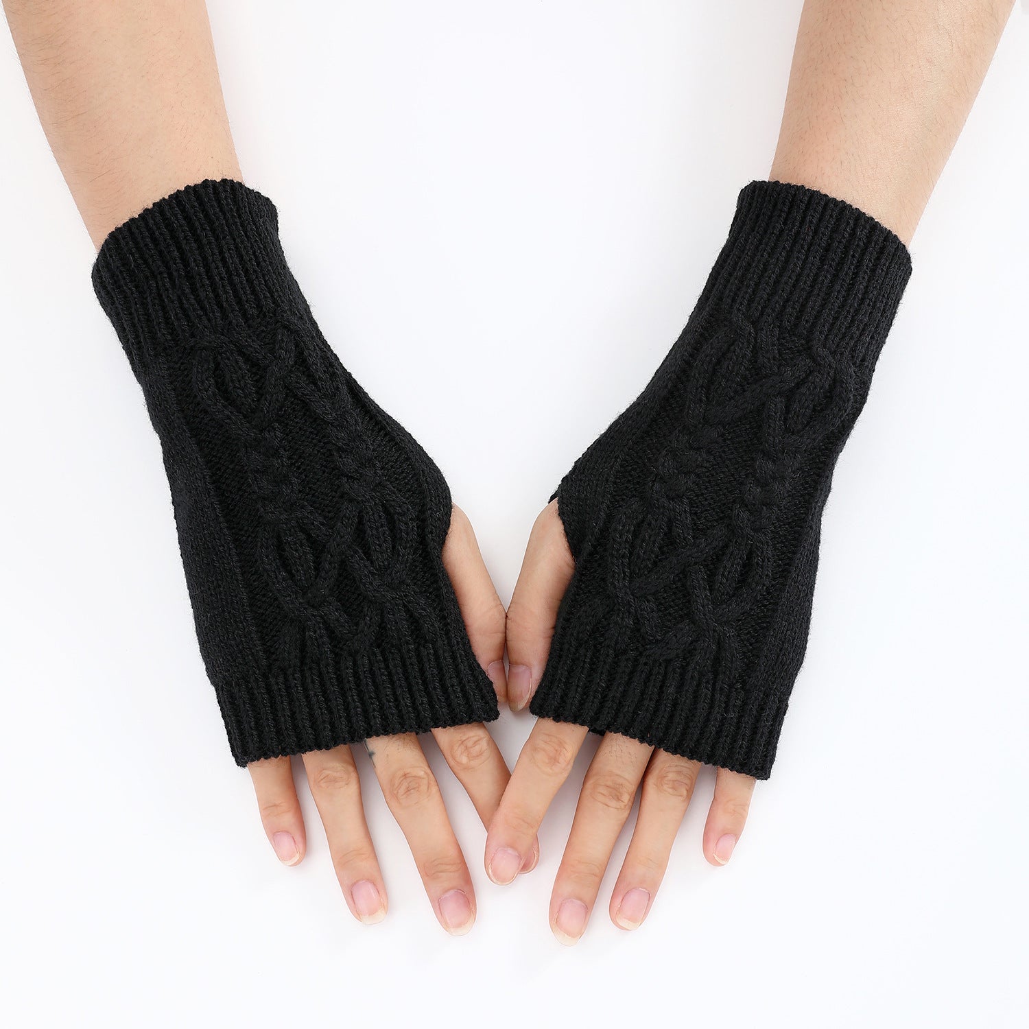 Knitted Half Gloves Female Cute Winter Open Finger Half Finger Student Male And Female Couple Wool My Store