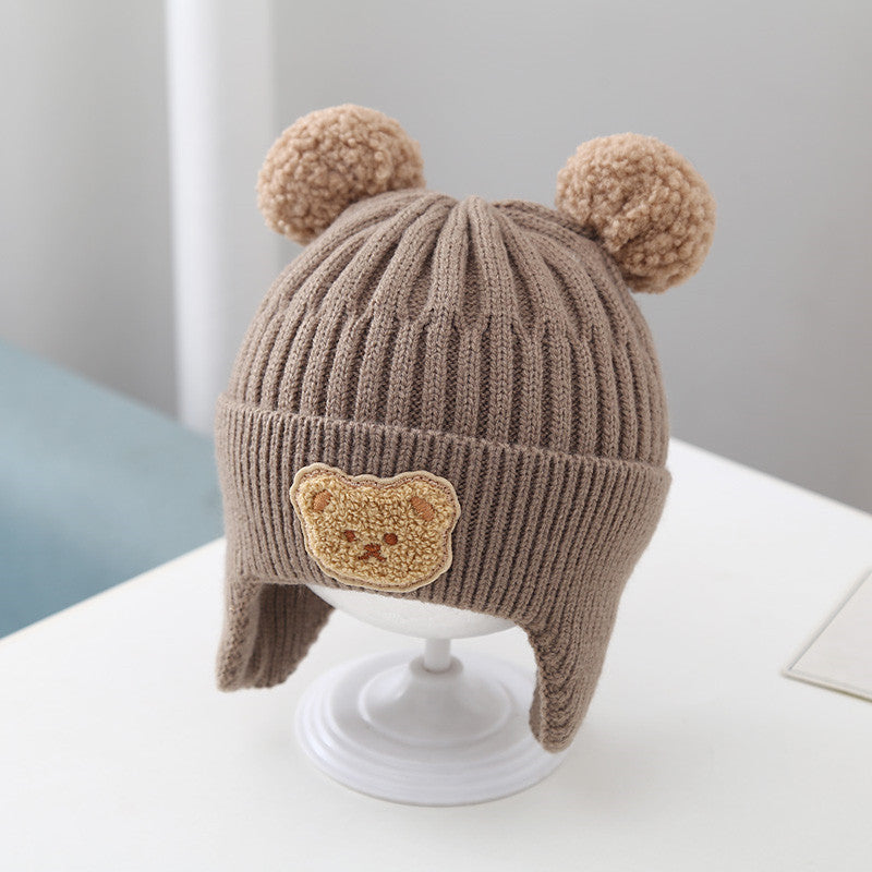 Baby Hat Warm Earflaps Cap Cute Bear Baby Knitted Woolen Cap My Store