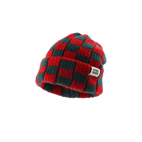 Autumn And Winter Warm Contrast Color Chessboard Plaid Woolen Cap My Store