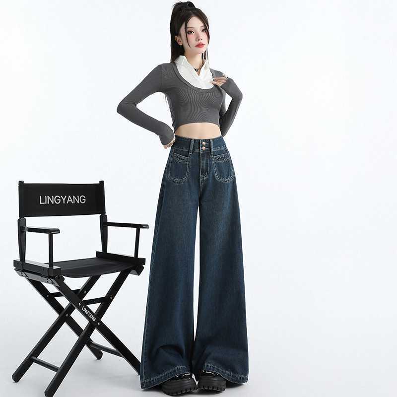 Draping Mop All-matching Straight Jeans For Women My Store