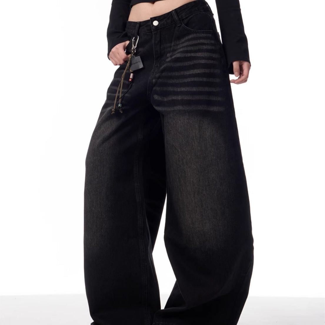 Retro Washed Straight Jeans Loose Drooping Wide Leg Pants My Store