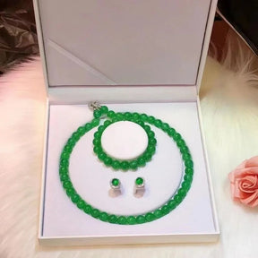 Gao Bing Emperor Green Chalcedony Ball Bracelet Necklace Eardrops Suit My Store