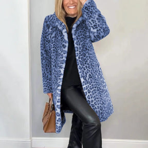 Fall Winter Leopard Print Plush Mid-length Coat My Store